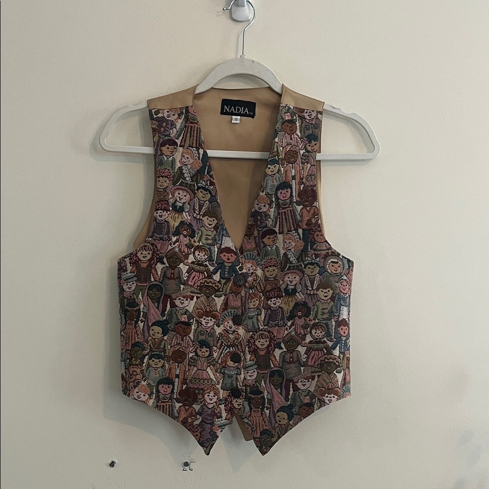 Vintage Nadia Tapestry Vest Waist Coat Children of the World Small World Culture